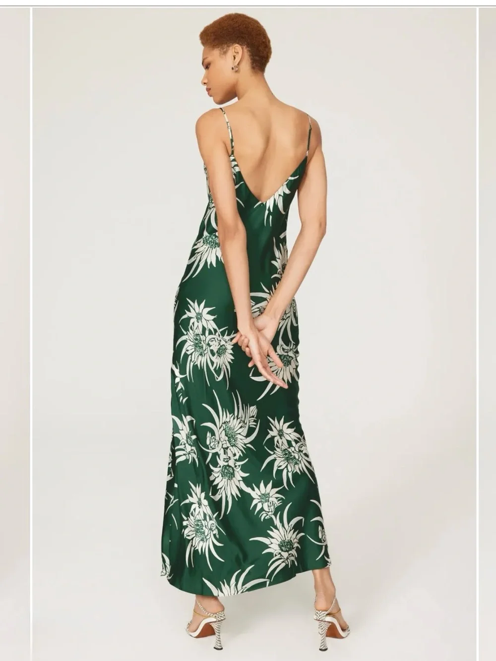 Rag & Bone Larissa Silk Slip Dress in Green Multi Size 6 - Picture 2 of 13